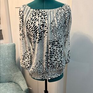 The Limited Black and Cream Patterned Blouse